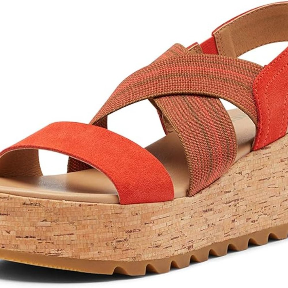 Sorel Cameron Flatform Slingback Sandal | Women's Size 9 | Red/Orange - Picture 2 of 8